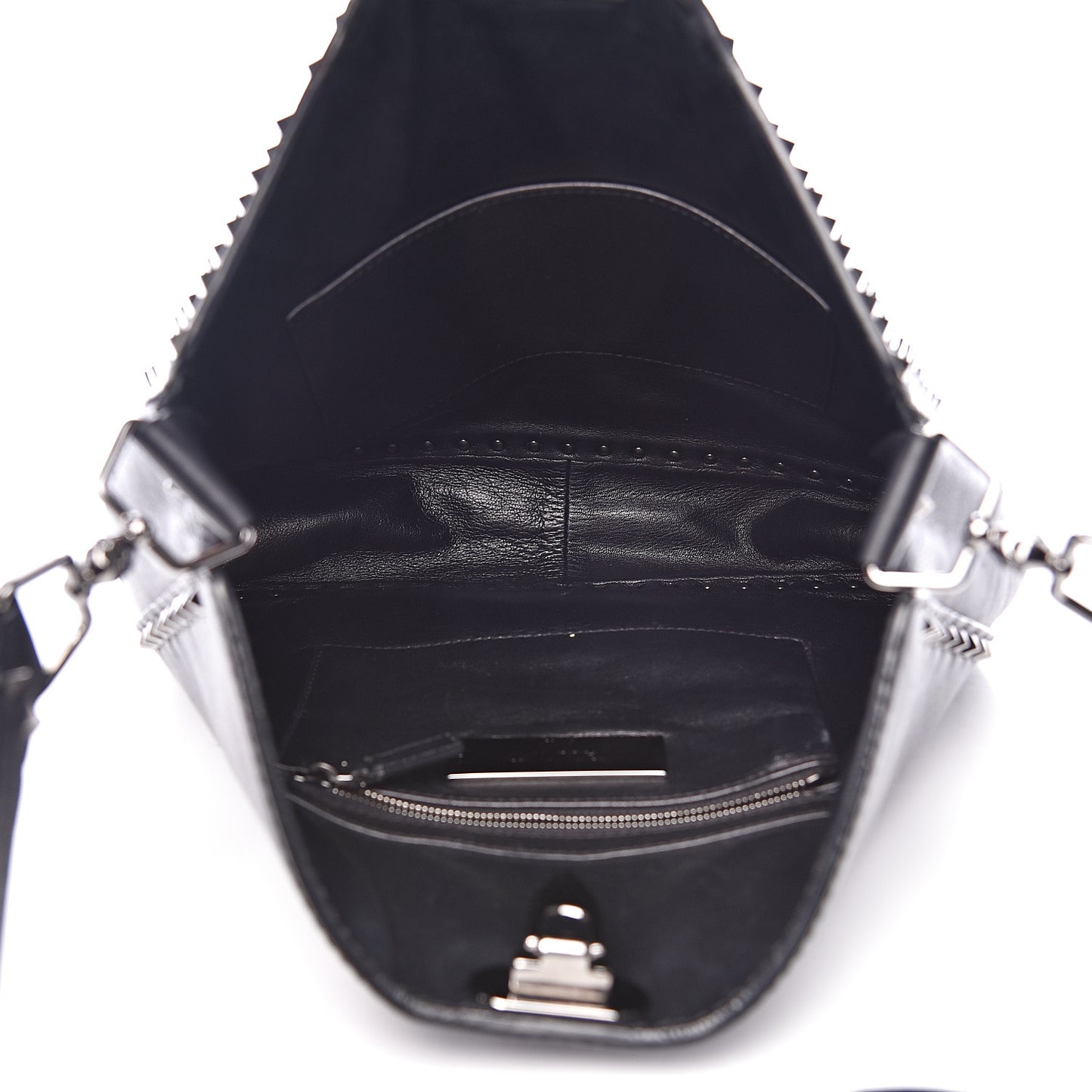 Calfskin Large Rockstud All Over Flip-Lock Messenger Bag Black