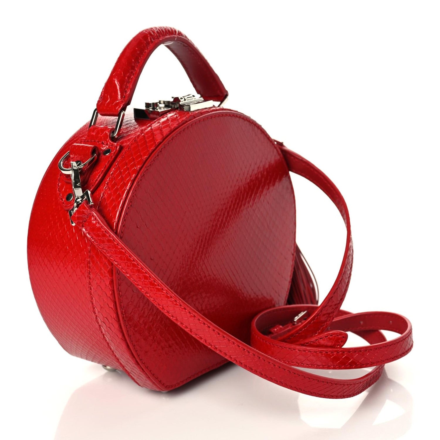 Saint Laurent Python Mica Hat Box Red 3 of 7