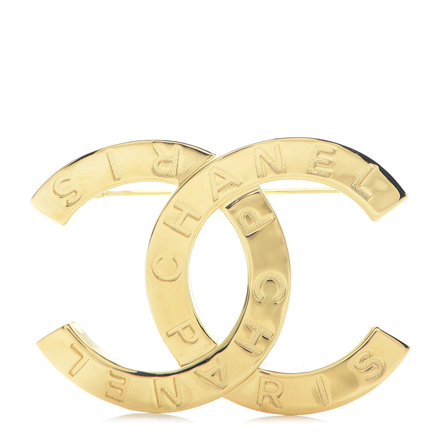 Chanel Metal Paris Button CC Large Brooch Gold 1 of 5
