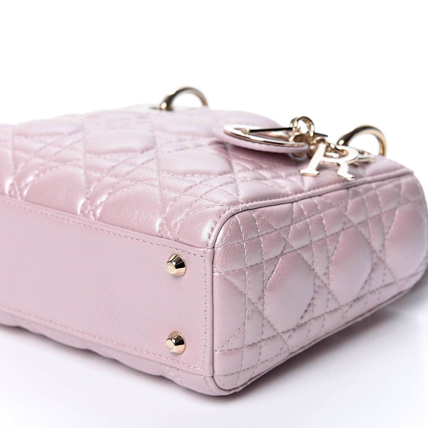 Metallic Lambskin Cannage Mini Lady Dior Lotus