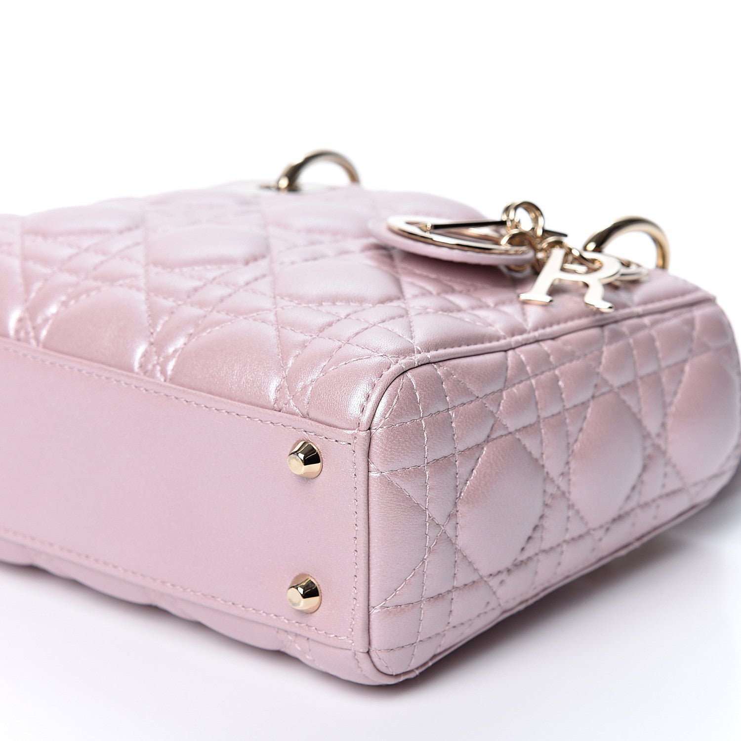 Christian Dior Metallic Lambskin Cannage Mini Lady Dior Lotus 9 of 9
