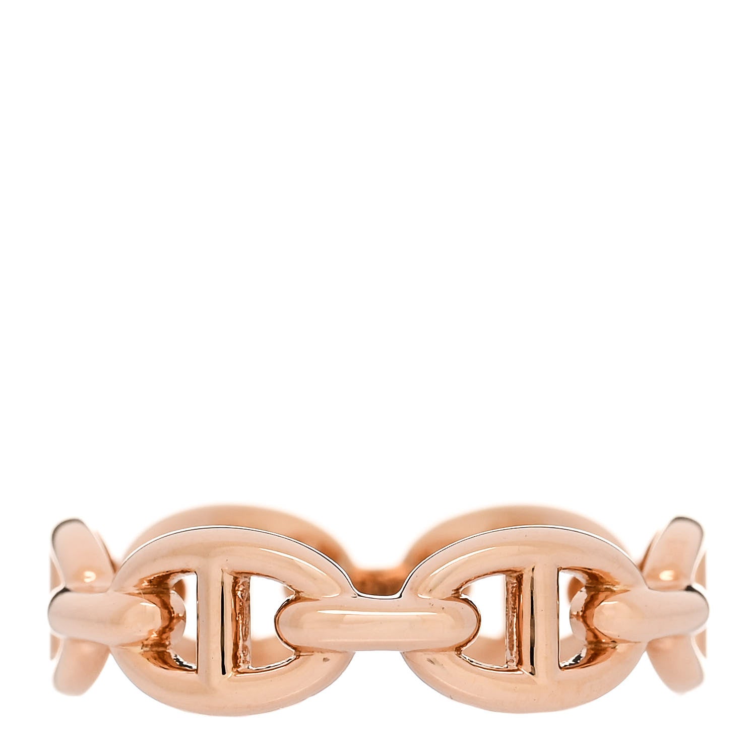 Hermes 18K Rose Gold PM Chaine d'Ancre Enchainee Ring 53 6.5 1 of 9