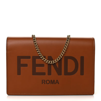 Fendi Vitello King Tamponato Logo Embossed Medium Wallet On Chain Cuoio 1 of 7
