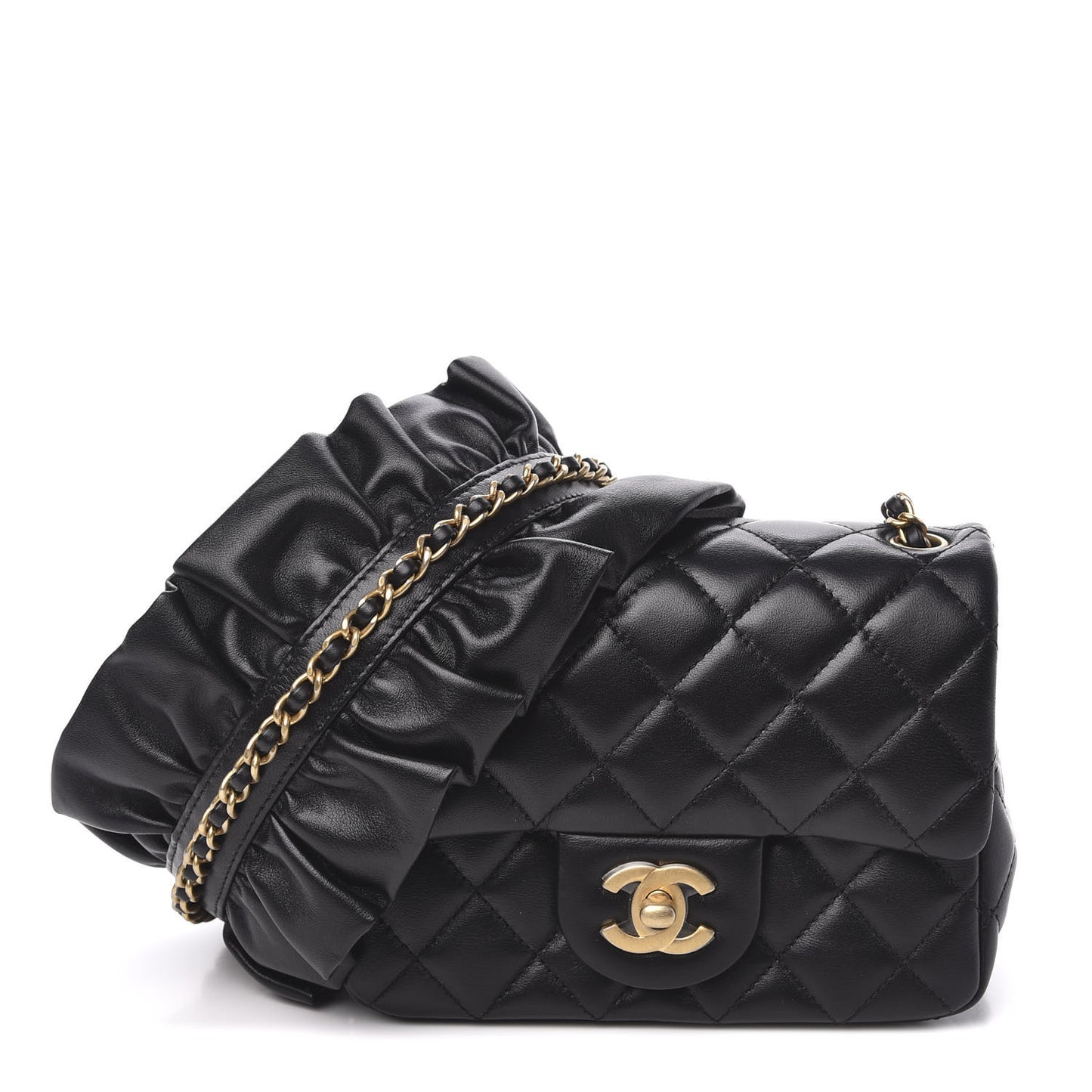 Lambskin Quilted Mini Romance Square Flap Black