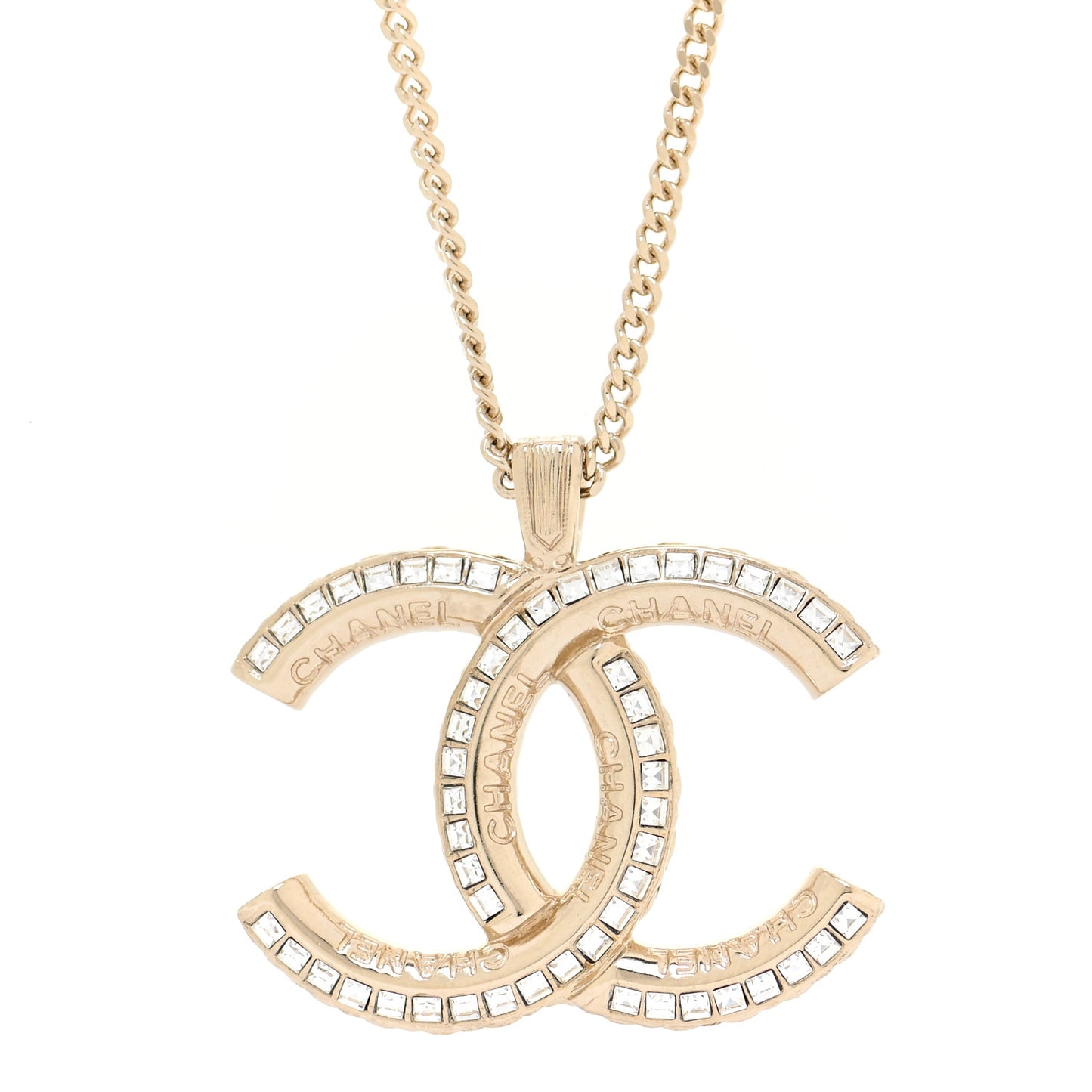 Crystal CC Chain Necklace Gold