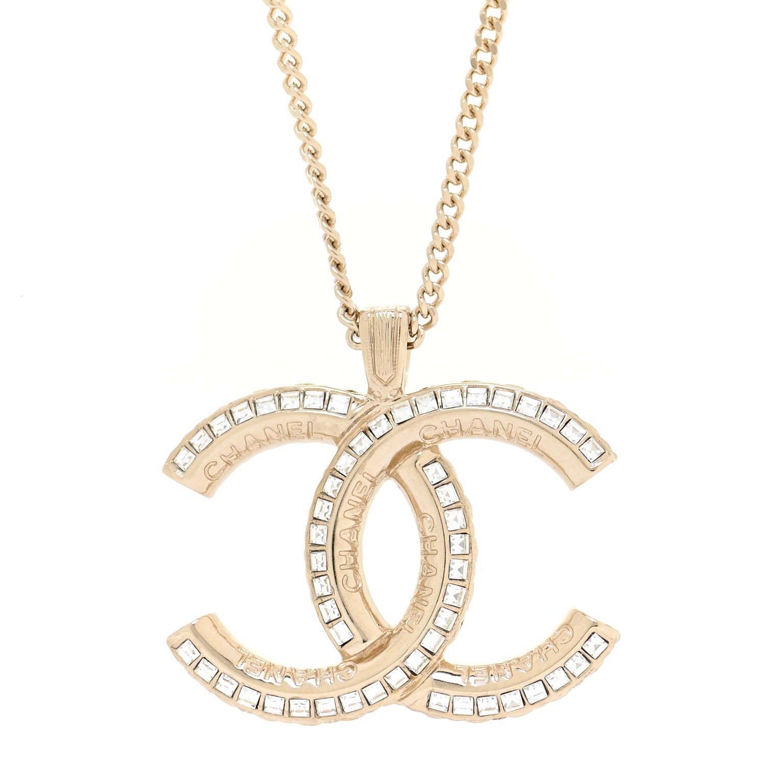 Chanel Crystal CC Chain Necklace Gold 4 of 5
