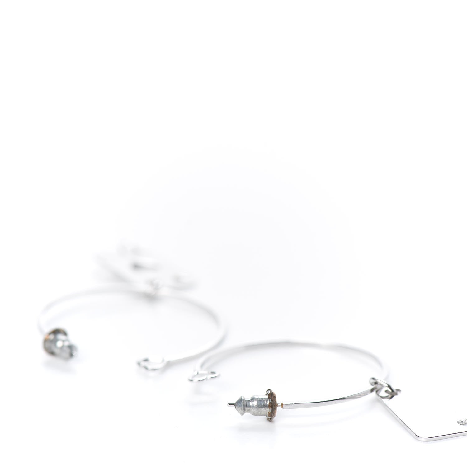 Christian Dior Heart Tag Hoop Earrings Silver 4 of 4