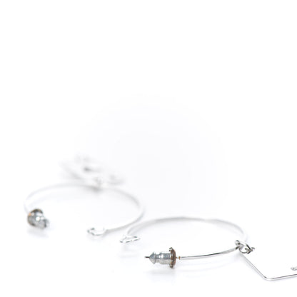 Christian Dior Heart Tag Hoop Earrings Silver 4 of 4