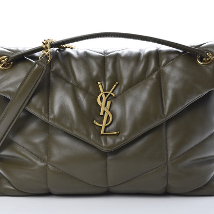 Saint Laurent Lambskin Quilted Medium Loulou Puffer Monogram Chain Satchel Seaweed 8 of 11
