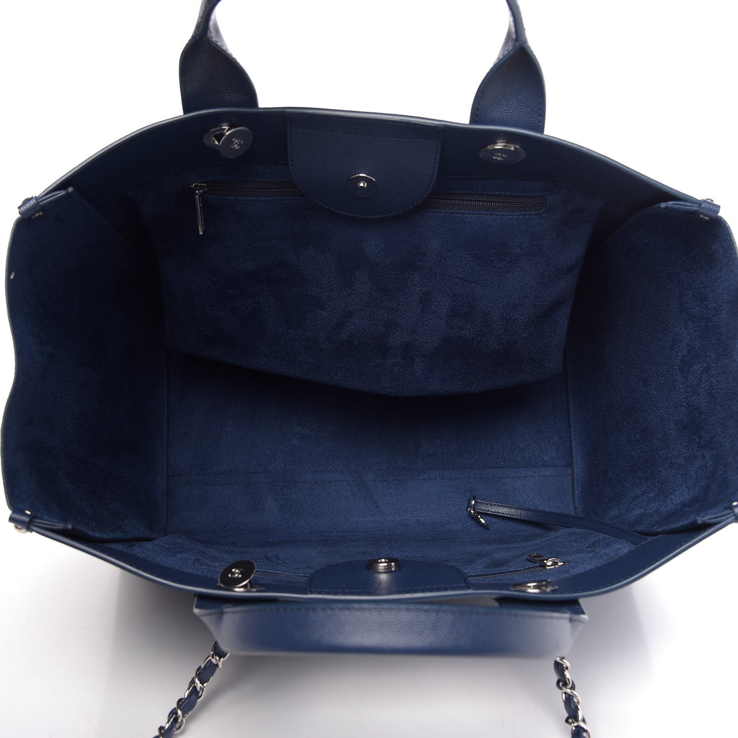 Caviar Large Studded Deauville Tote Navy
