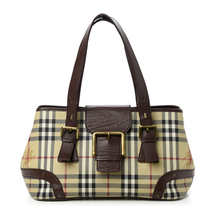Burberry Haymarket Check Buckle Satchel Chocolate 1 of 11