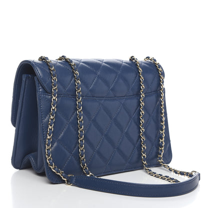 Chanel Sheepskin Quilted Beauty Lock Flap Blue 2 of 12