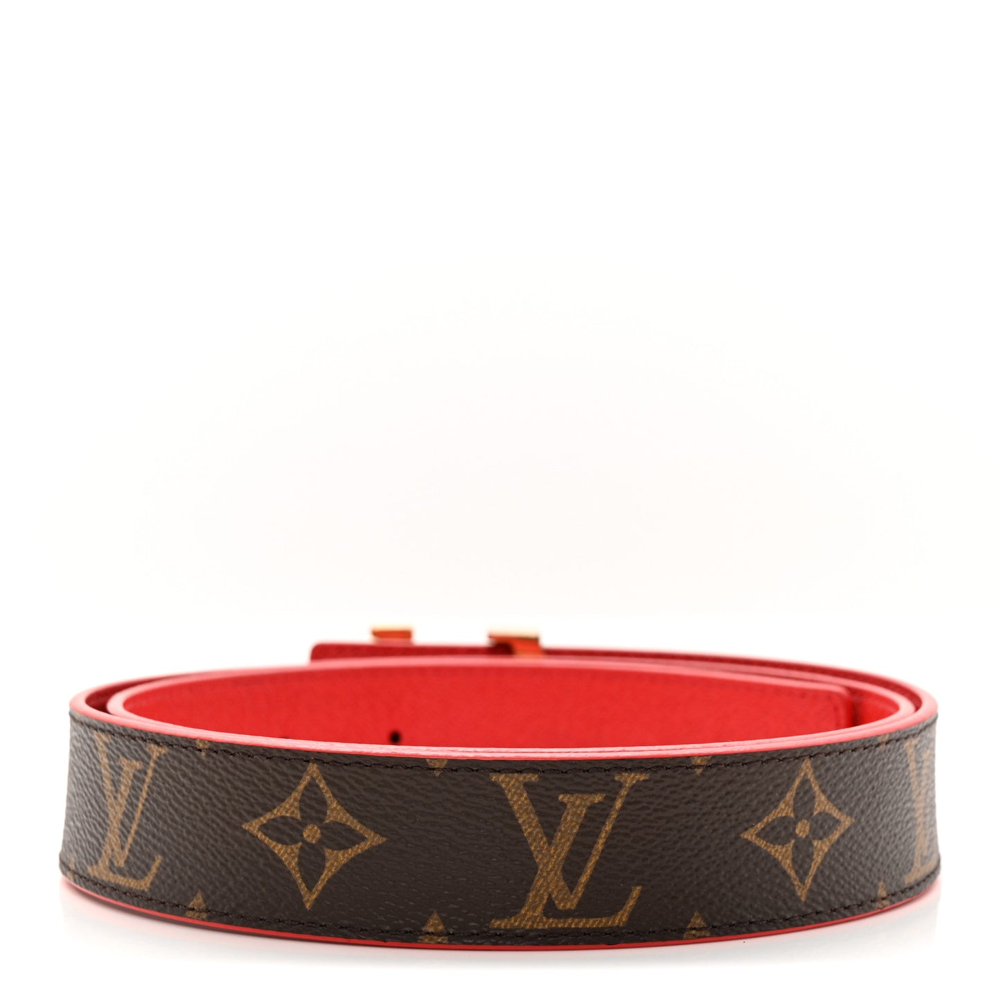 Calfskin Monogram 30mm LV Initiales Reversible Belt 85 34 Coquelicot