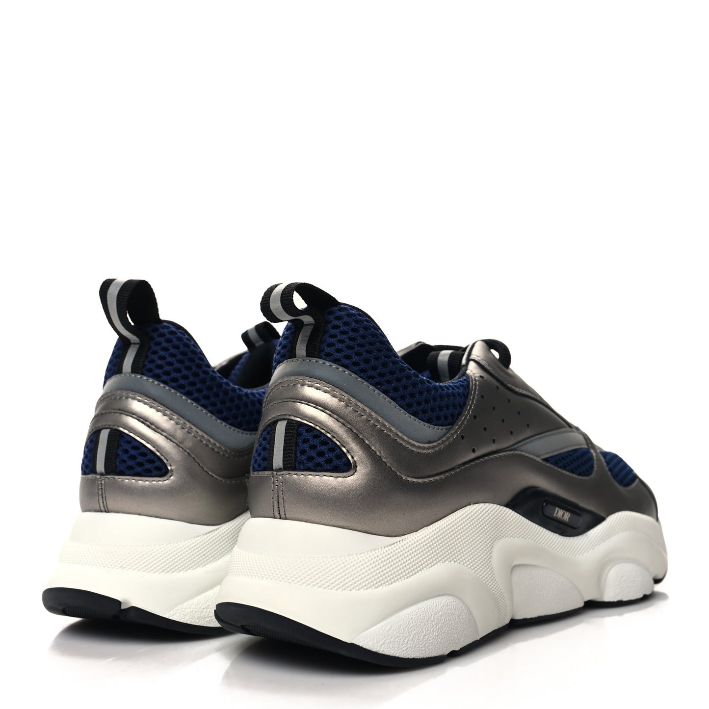 Technical Mesh Calfskin Mens B22 Sneakers 42 Silver Blue White