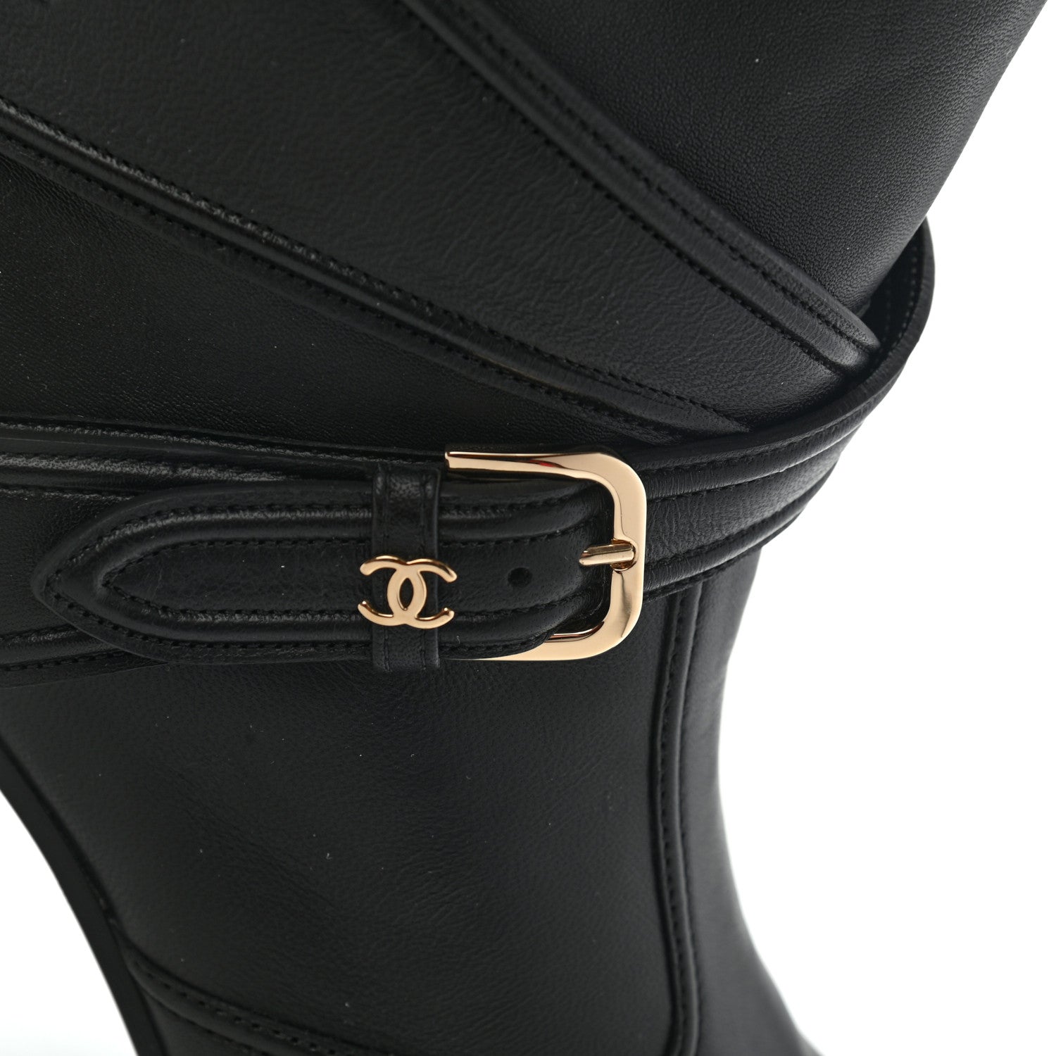 Chanel Lambskin Goatskin Cap Toe Boots 38 Black 9 of 9