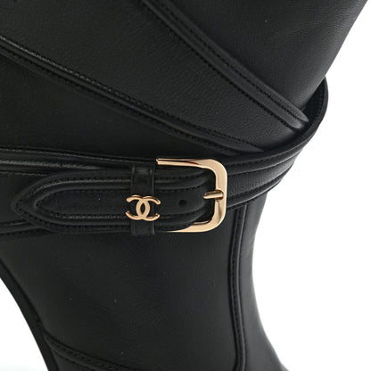 Chanel Lambskin Goatskin Cap Toe Boots 38 Black 9 of 9