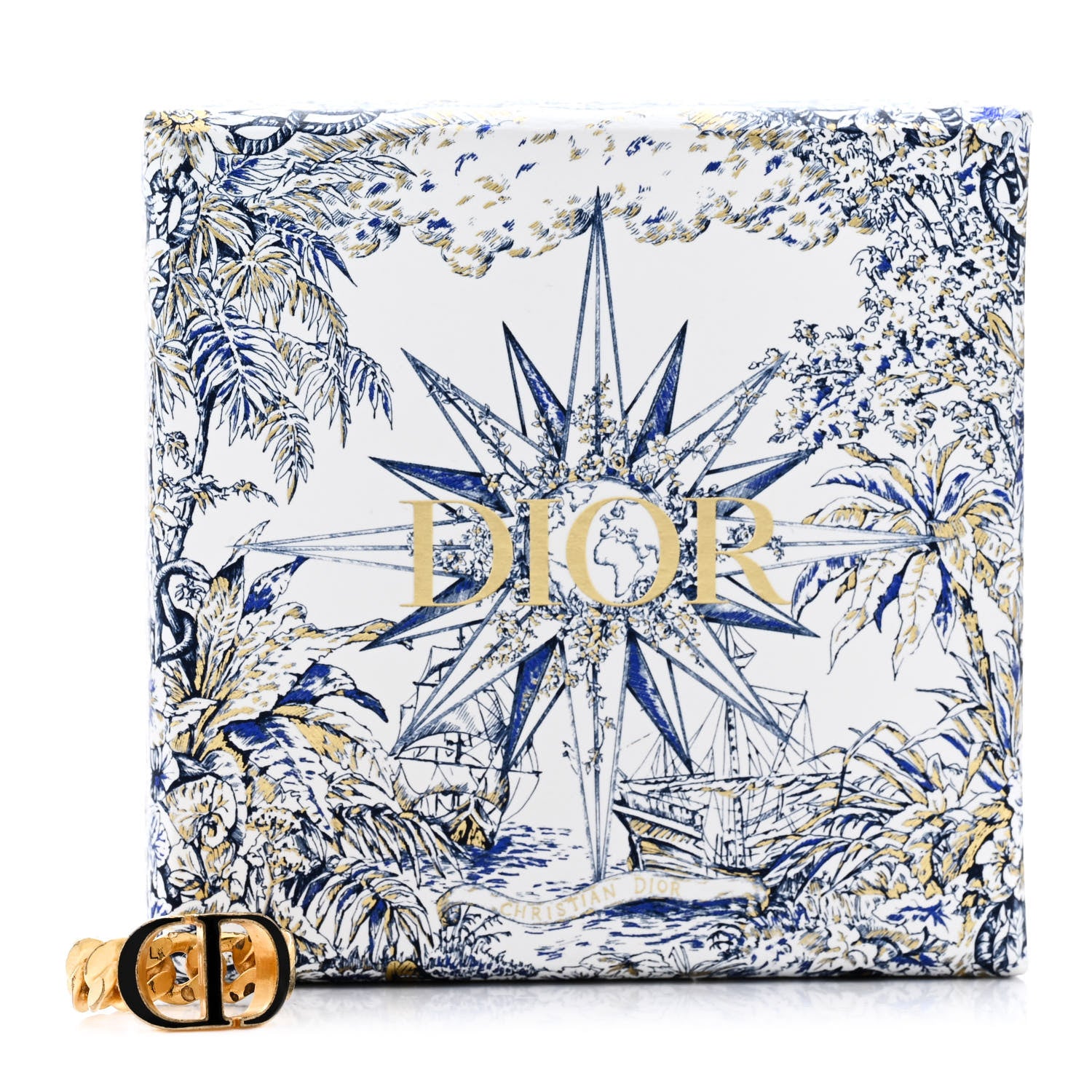 Christian Dior Metal Enamel Chain Ring L Black Gold 5 of 5