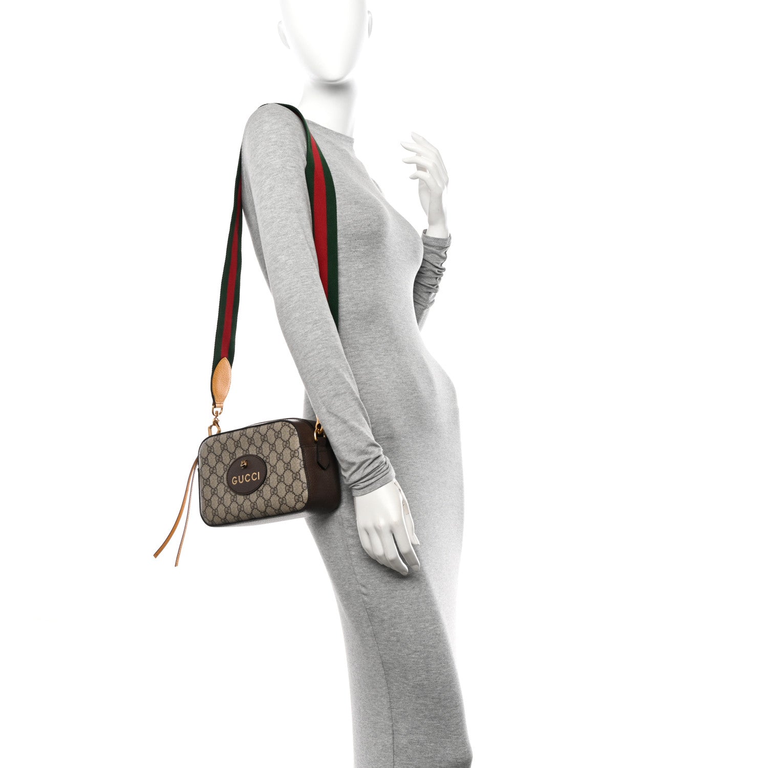 Gucci GG Supreme Monogram Web Neo Vintage Shoulder Bag Beige New Acero Crop 2 of 10