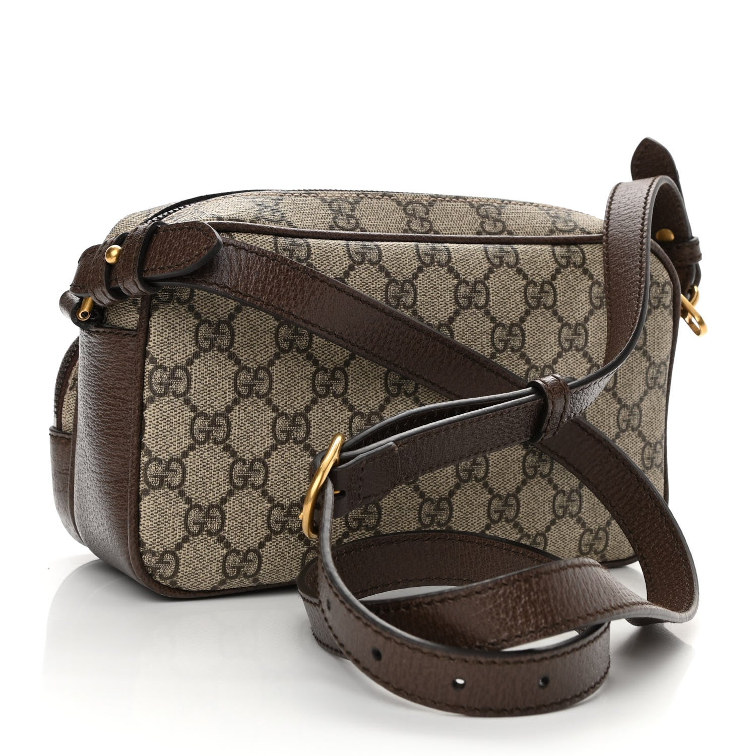 Gucci GG Supreme Monogram Calfskin Web Small Ophidia Messenger Bag Beige Ebony New Acero 3 of 10