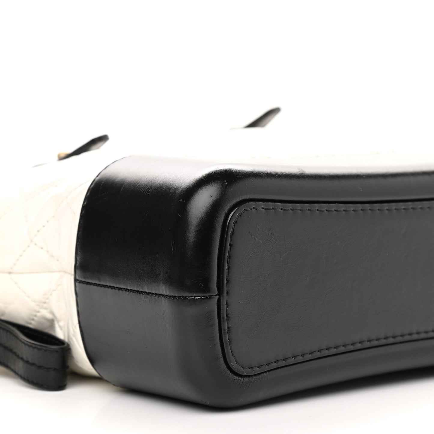 Aged Calfskin Quilted Medium Gabrielle Shopping Tote White Black