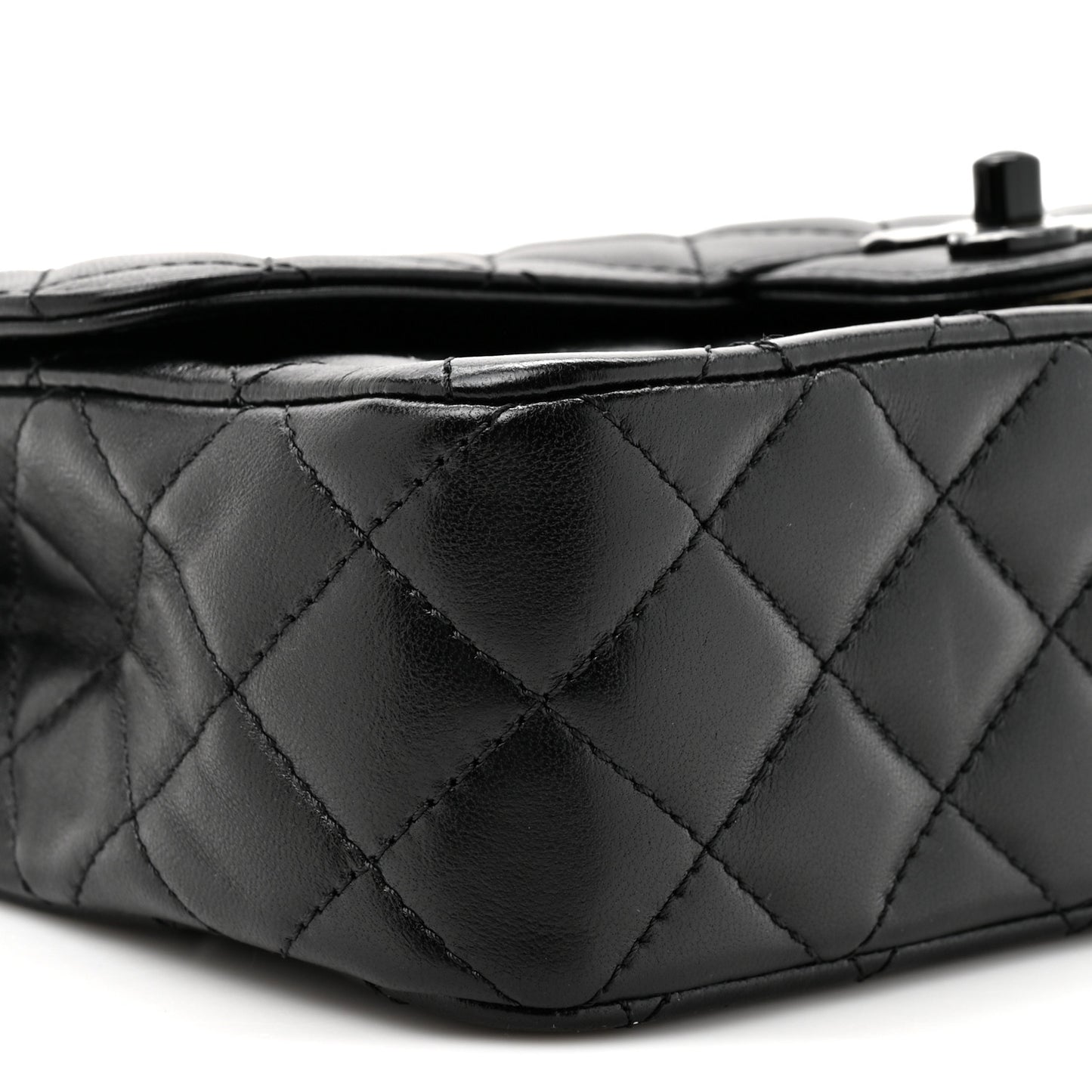 Lambskin Quilted Small Single Flap Top Handle Bag So Black
