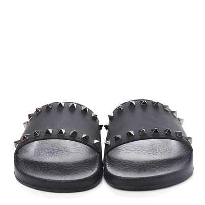 Valentino Garavani Rubber Rockstud Slide Sandals 38 Black 5 of 10