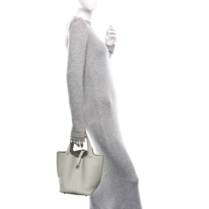 Hermes Taurillon Clemence Picotin Lock 22 MM Gris Neve 2 of 10