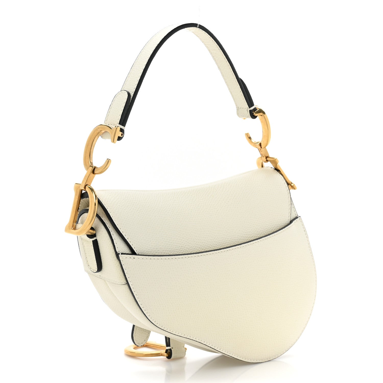 Christian Dior Grained Calfskin Mini Saddle Bag White 3 of 9