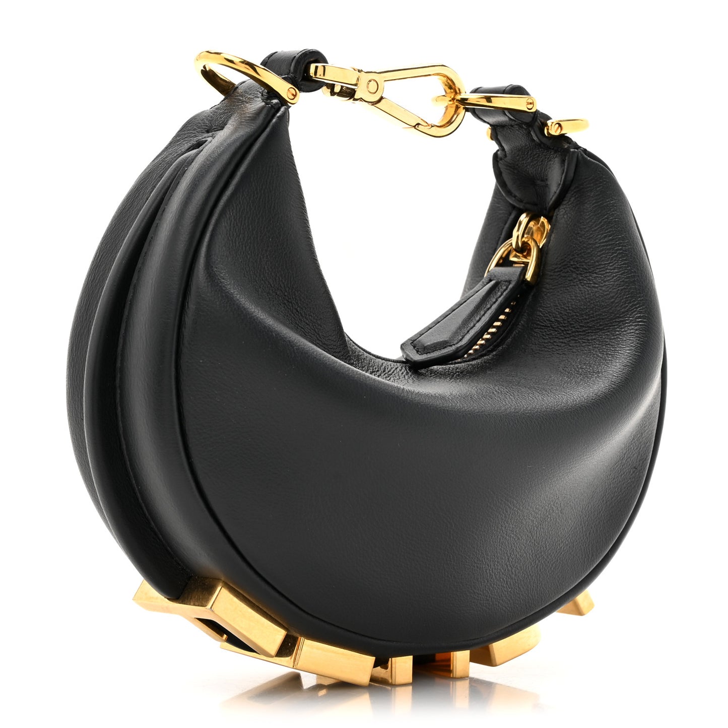 Vitello Grace Matte Nano Fendigraphy Hobo Charm Black