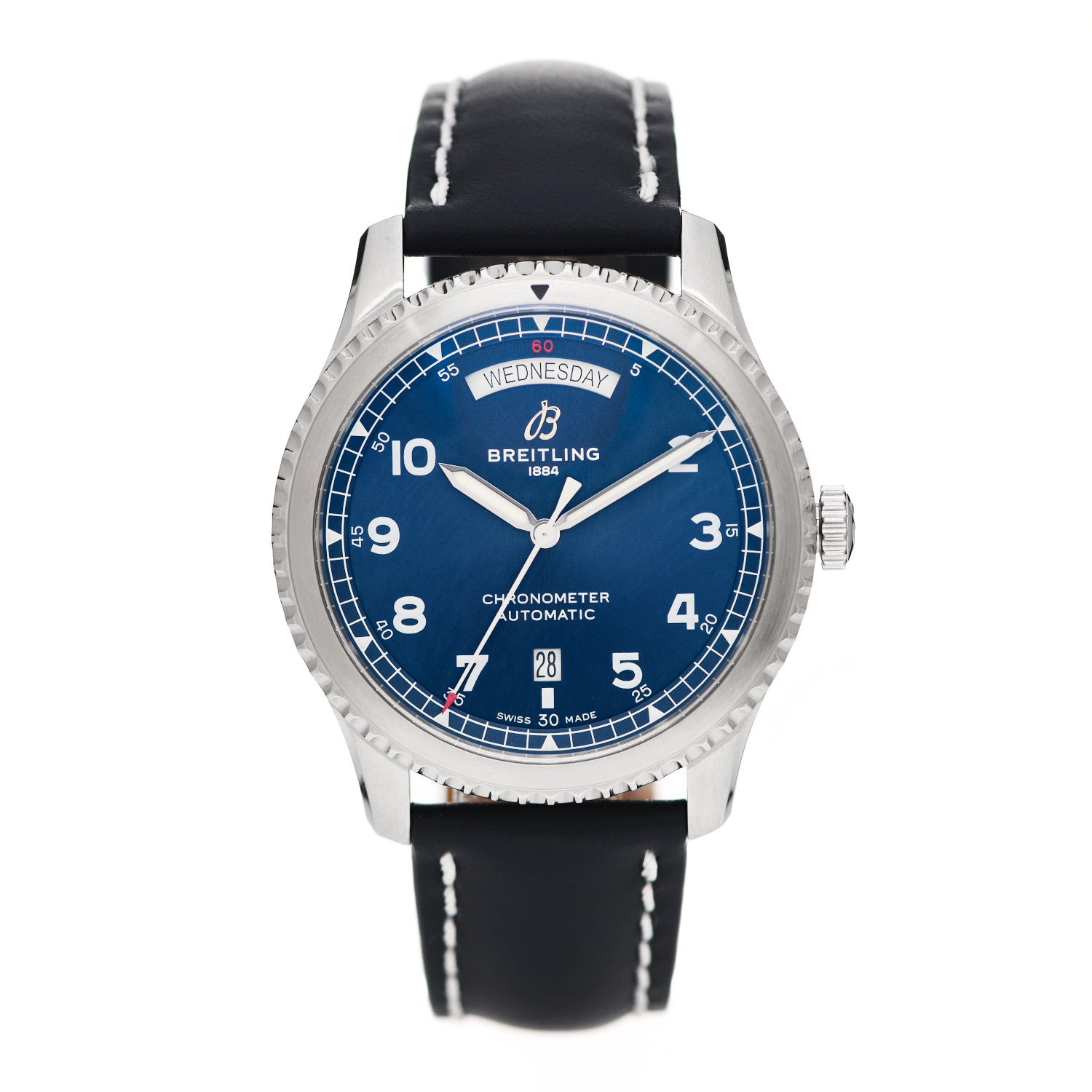 Breitling Stainless Steel Calfskin 41mm Navitimer 8 Chronograph Automatic Watch Blue A45330 1 of 5