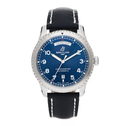 Breitling Stainless Steel Calfskin 41mm Navitimer 8 Chronograph Automatic Watch Blue A45330 1 of 5
