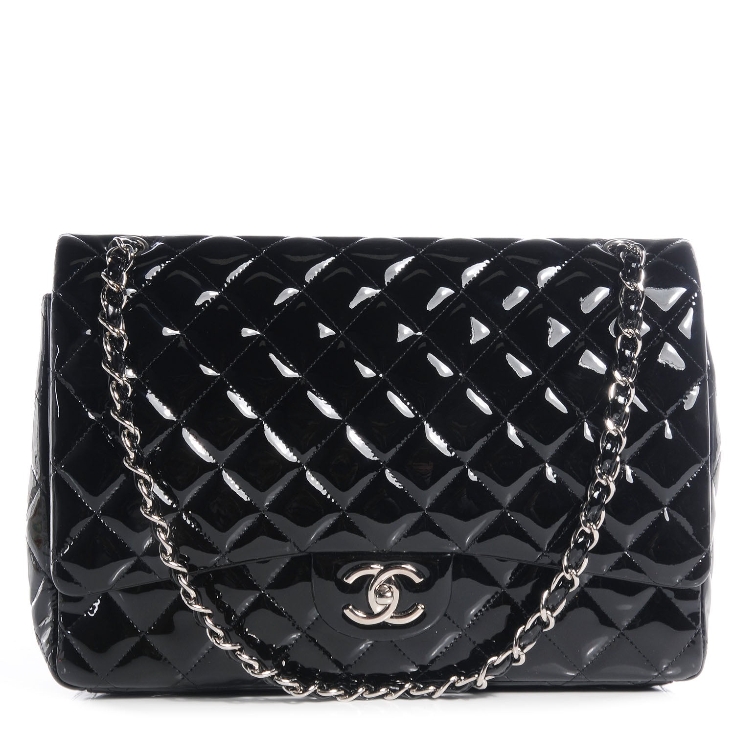 Chanel Patent Quilted Maxi Double Flap Black 1 of 10
