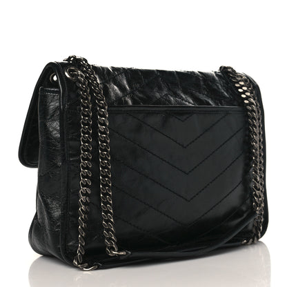 Saint Laurent Crinkled Calfskin Matelasse Monogram Medium Niki Chain Satchel Black 3 of 9