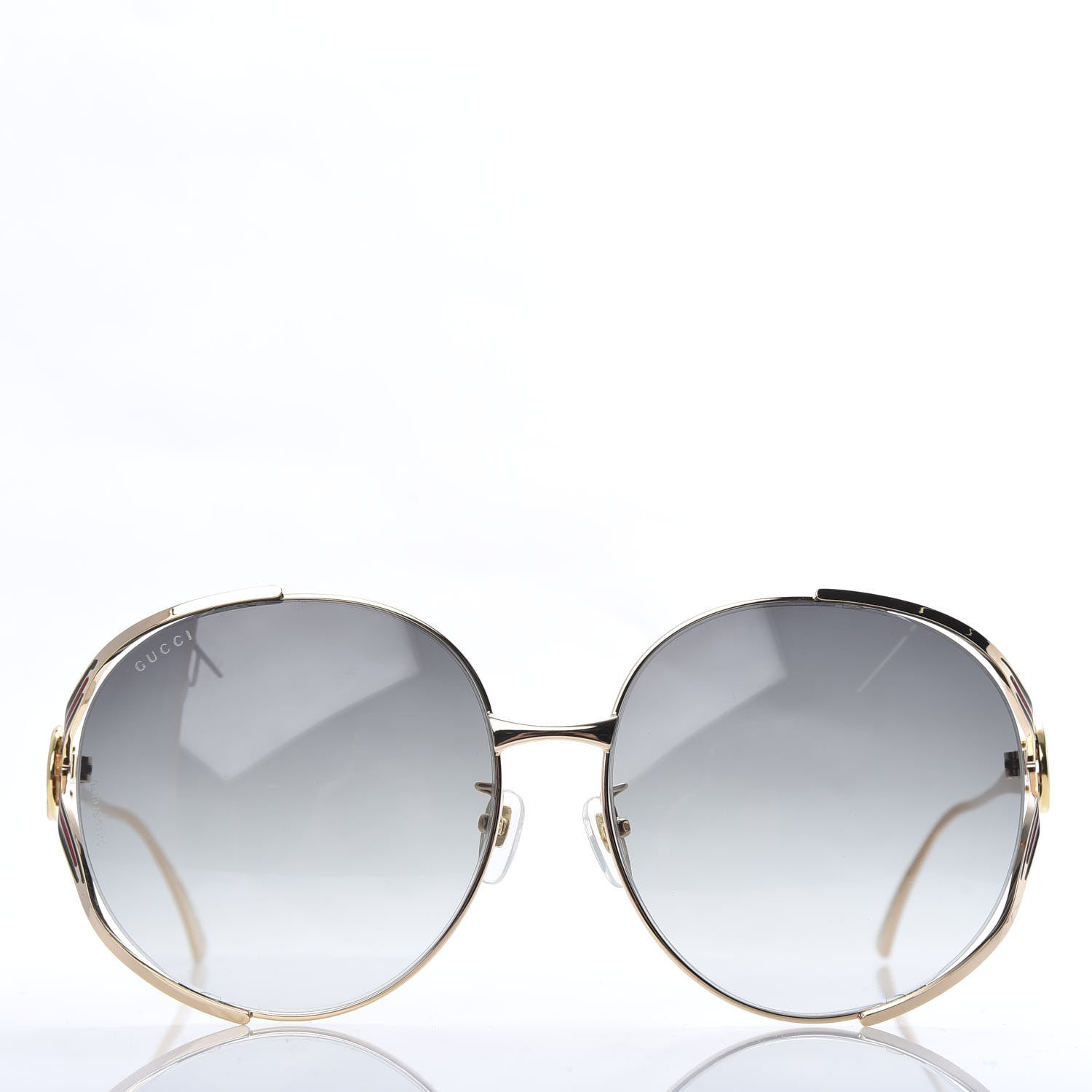 Gucci Metal Oversized Round Frame GG0225S Sunglasses Gold 2 of 8