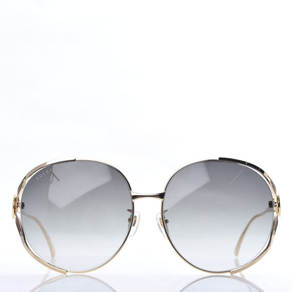 Gucci Metal Oversized Round Frame GG0225S Sunglasses Gold 2 of 8
