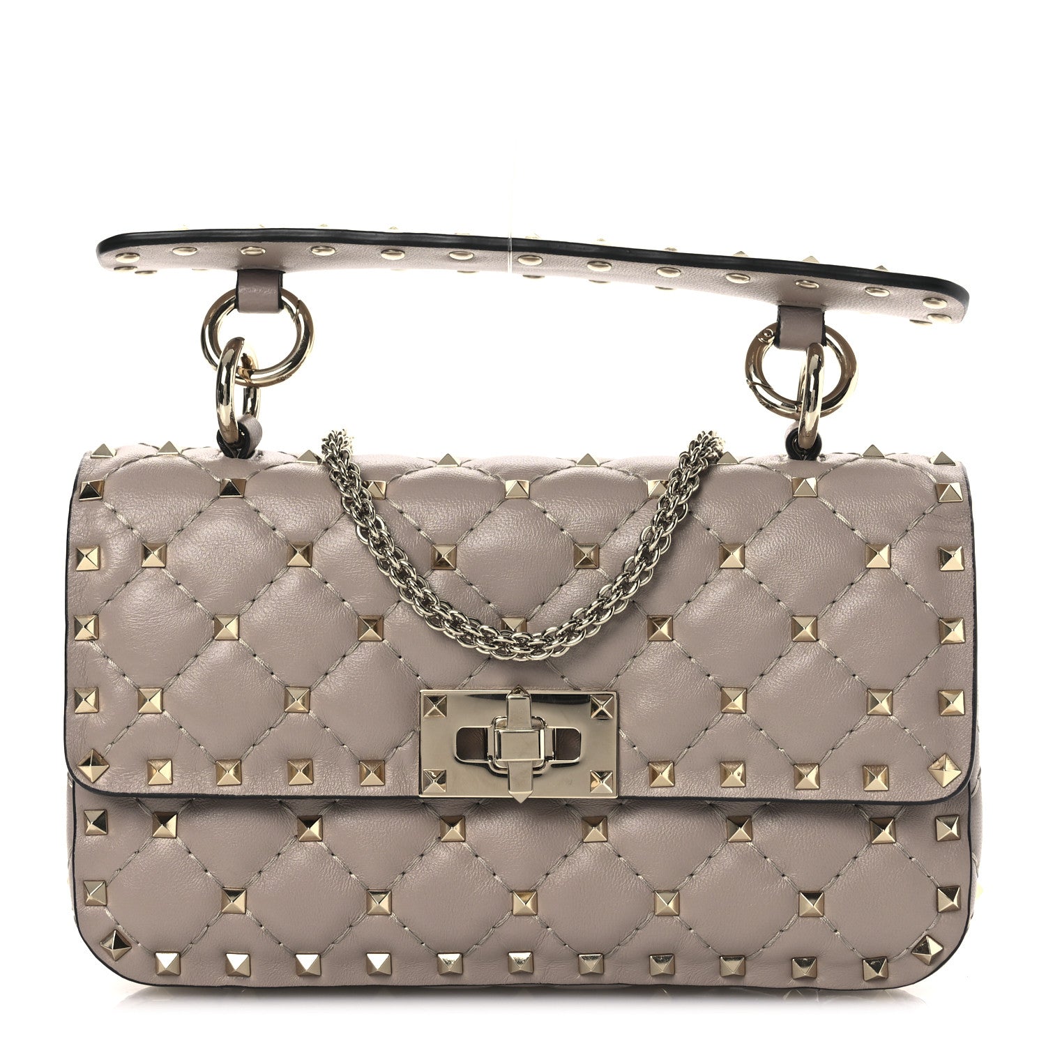 Valentino Garavani Lambskin Small Rockstud Spike Shoulder Bag Poudre 1 of 10