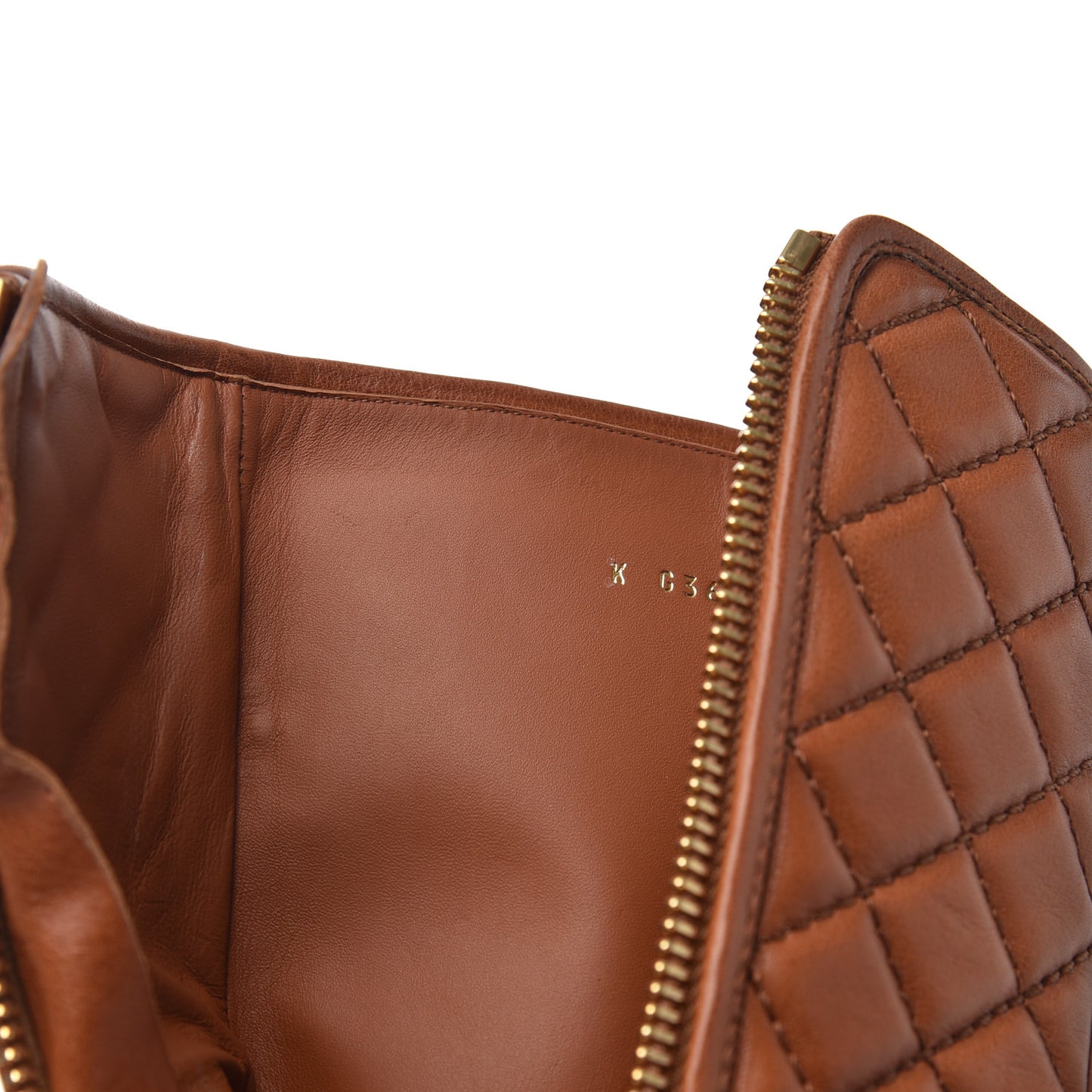 Calfskin CC Logo Mid Calf Boots 38 Caramel