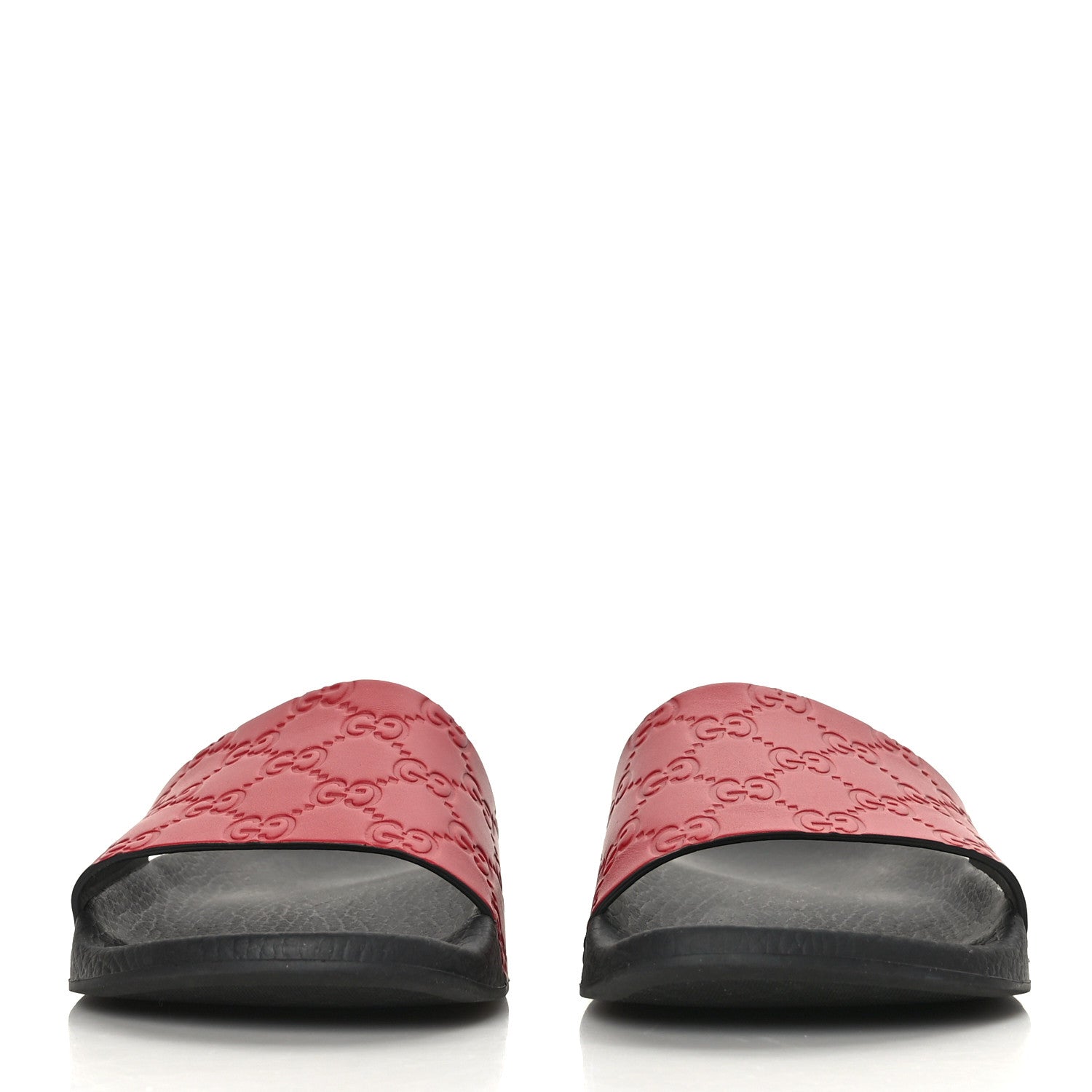 Gucci Guccissima Signature Womens Slide Sandals 38 Hibiscus Red 2 of 6