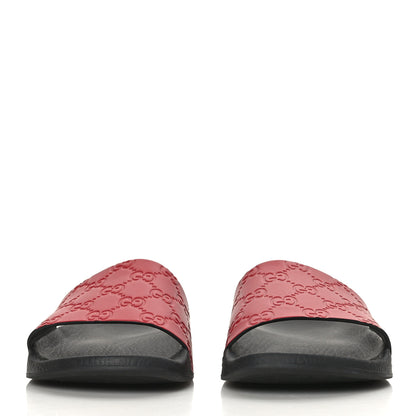 Gucci Guccissima Signature Womens Slide Sandals 38 Hibiscus Red 2 of 6