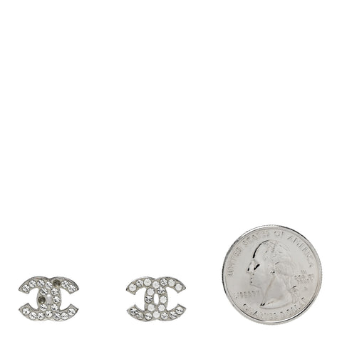 Crystal CC Clip on Earrings Silver