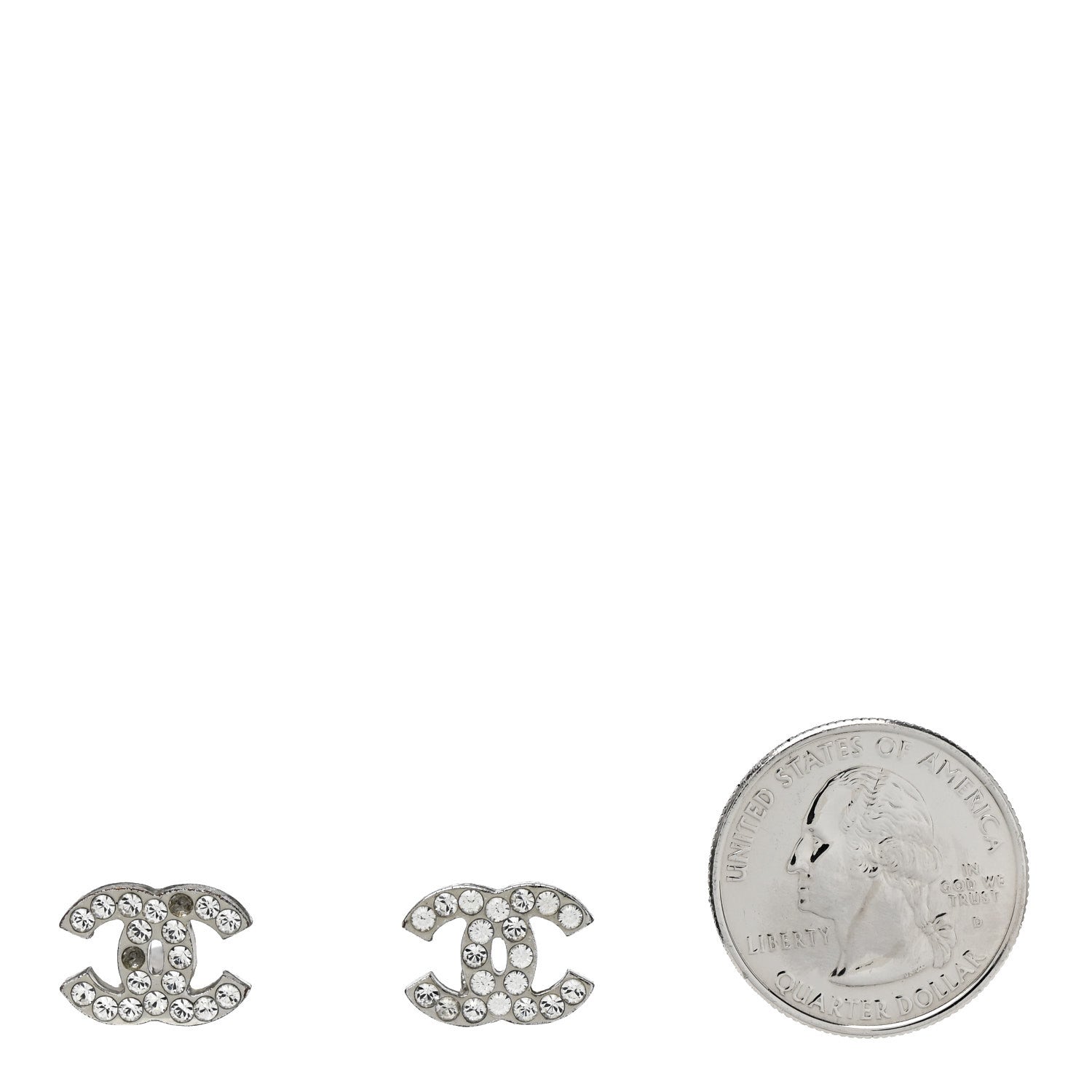 Chanel Crystal CC Clip on Earrings Silver 2 of 7