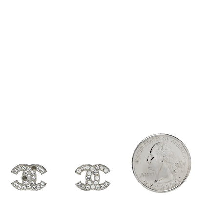 Chanel Crystal CC Clip on Earrings Silver 2 of 7