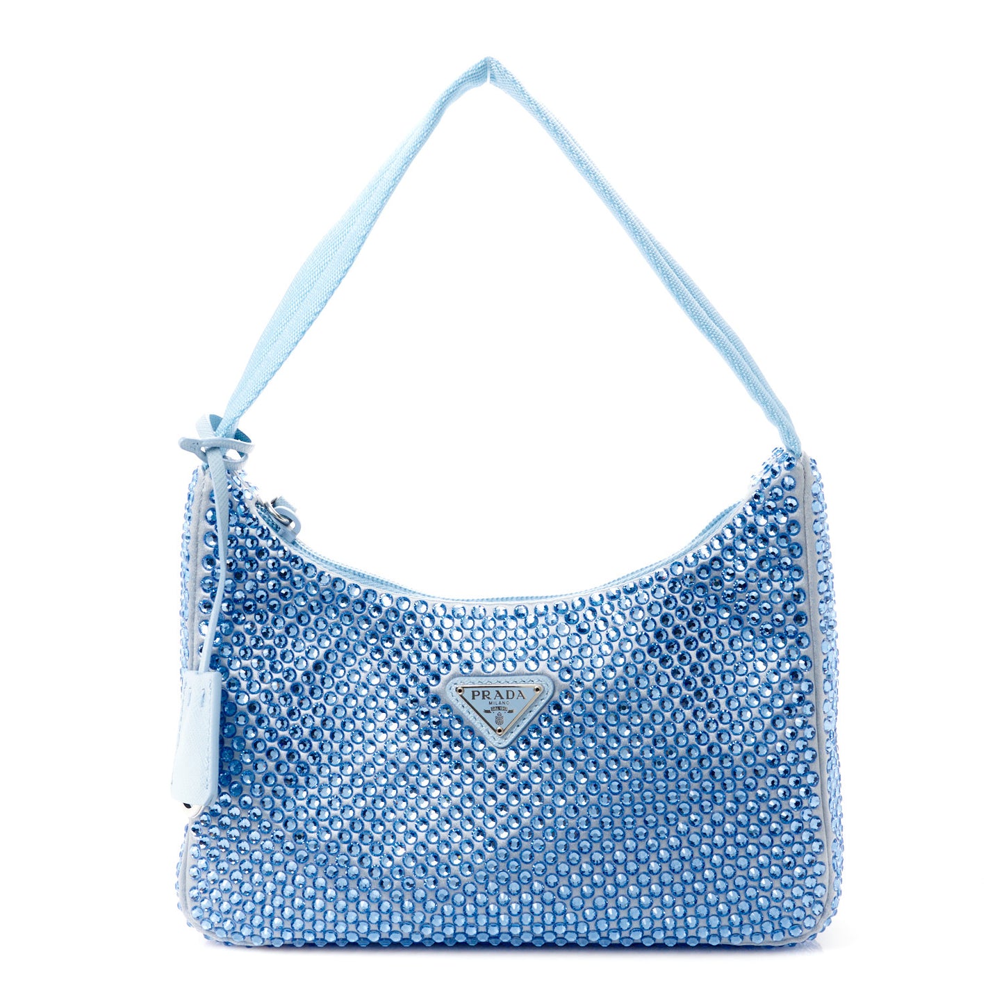 Satin Crystal Mini Re-Edition 2000 Bag Celeste