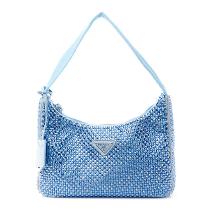Prada Satin Crystal Mini Re-Edition 2000 Bag Celeste 1 of 11