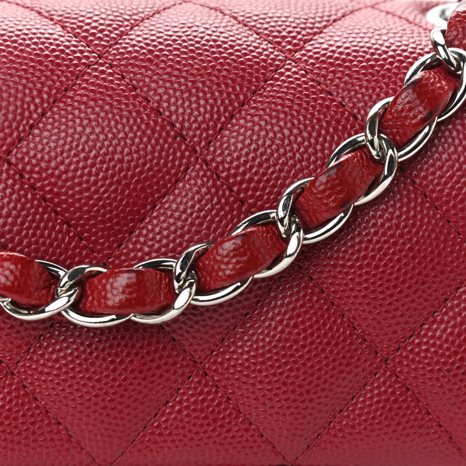 Chanel Caviar Quilted Mini Rectangular Flap Dark Red 10 of 12