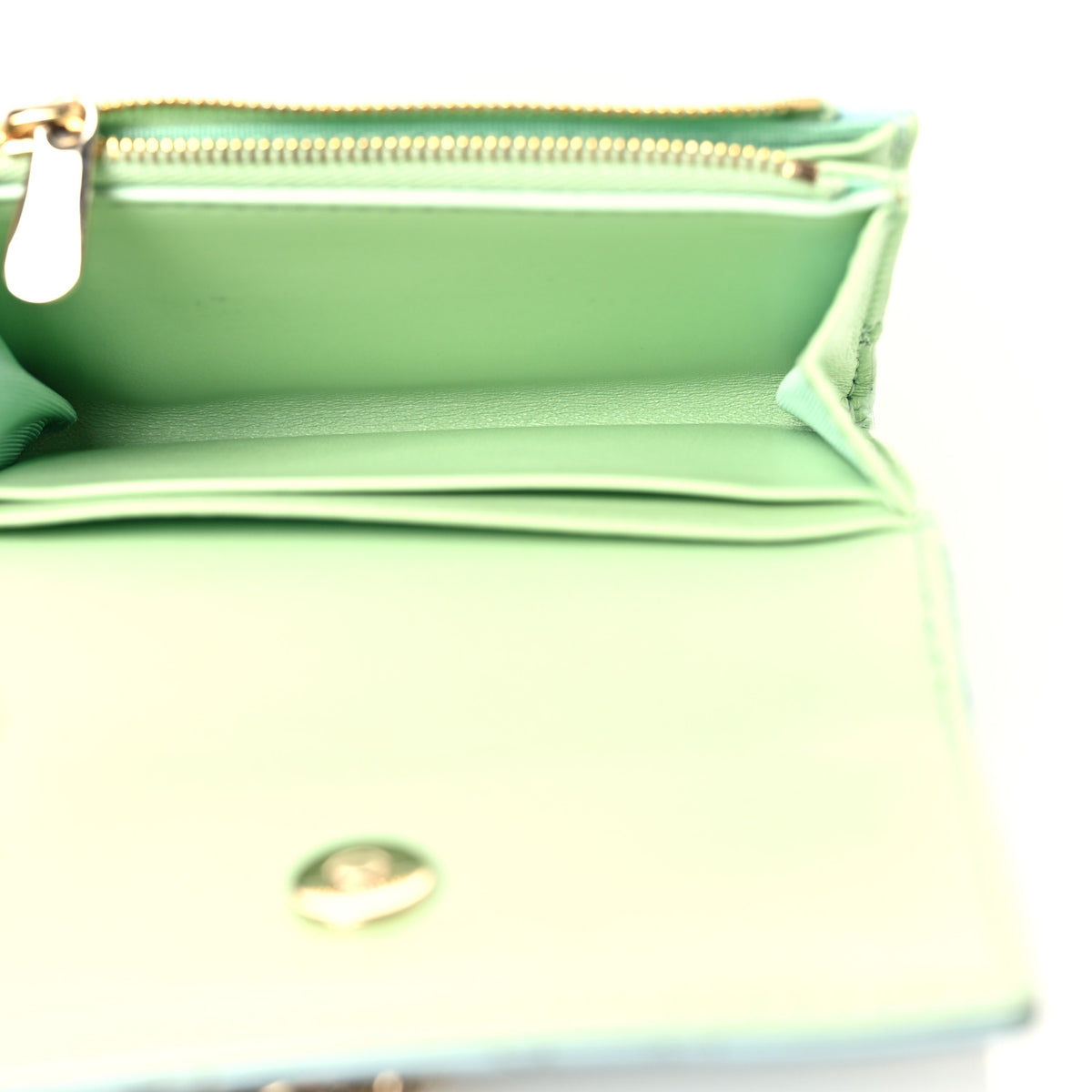 Lambskin Cannage Miss Dior Glycine Wallet Blue Green