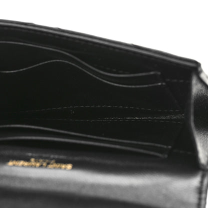 Saint Laurent Nappa Matelasse Chevron Small Monogram Envelope Wallet Black 5 of 9