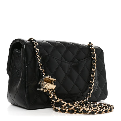Chanel Lambskin Quilted Mini Rectangular CC Slide Flap Black 3 of 11