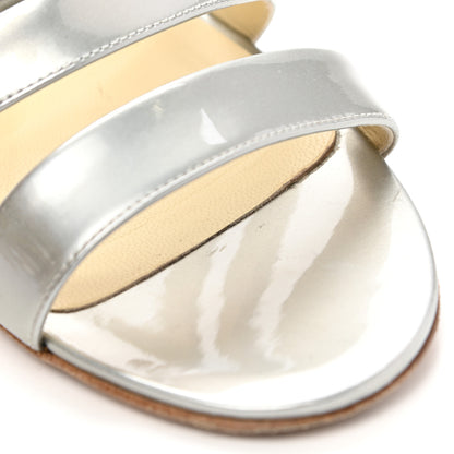 Chanel Metallic Patent Calfskin Sandals 39.5 Silver 10 of 13