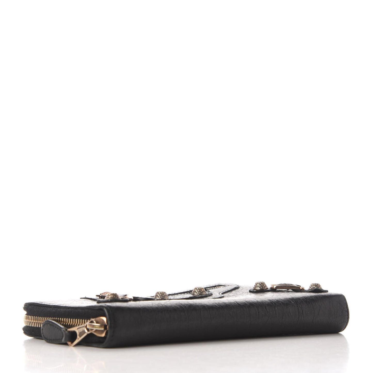 Agneau Giant 12 Rose Gold Hardware Continental Zip Around Wallet Black